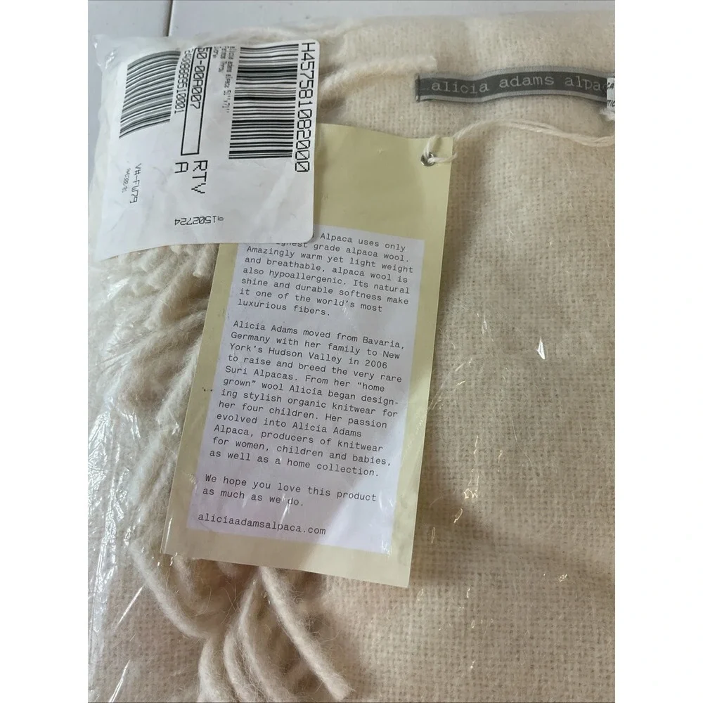 NEW Alicia Adams Alpaca Throw‎ Color Ivory 51
